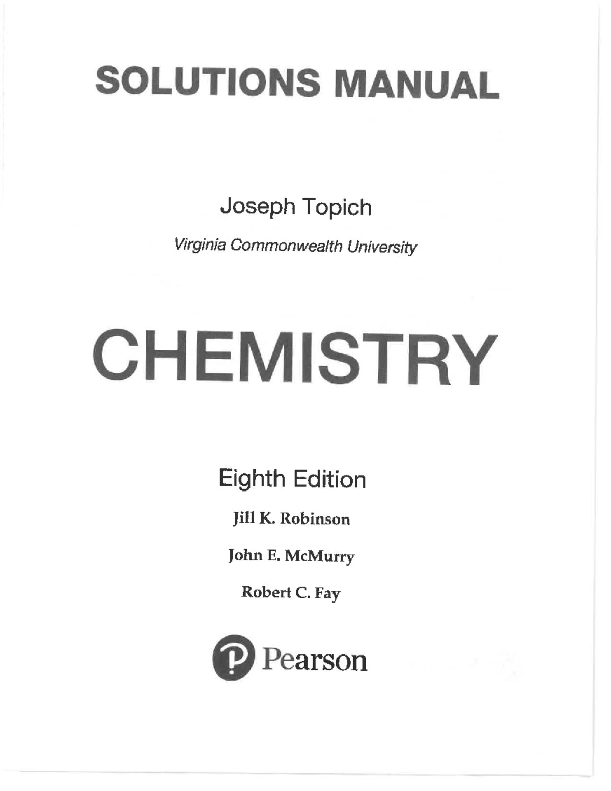 Ch1 - CHEMISTRY Solutions Manual by McMurry, Robinson & Fay - Studocu