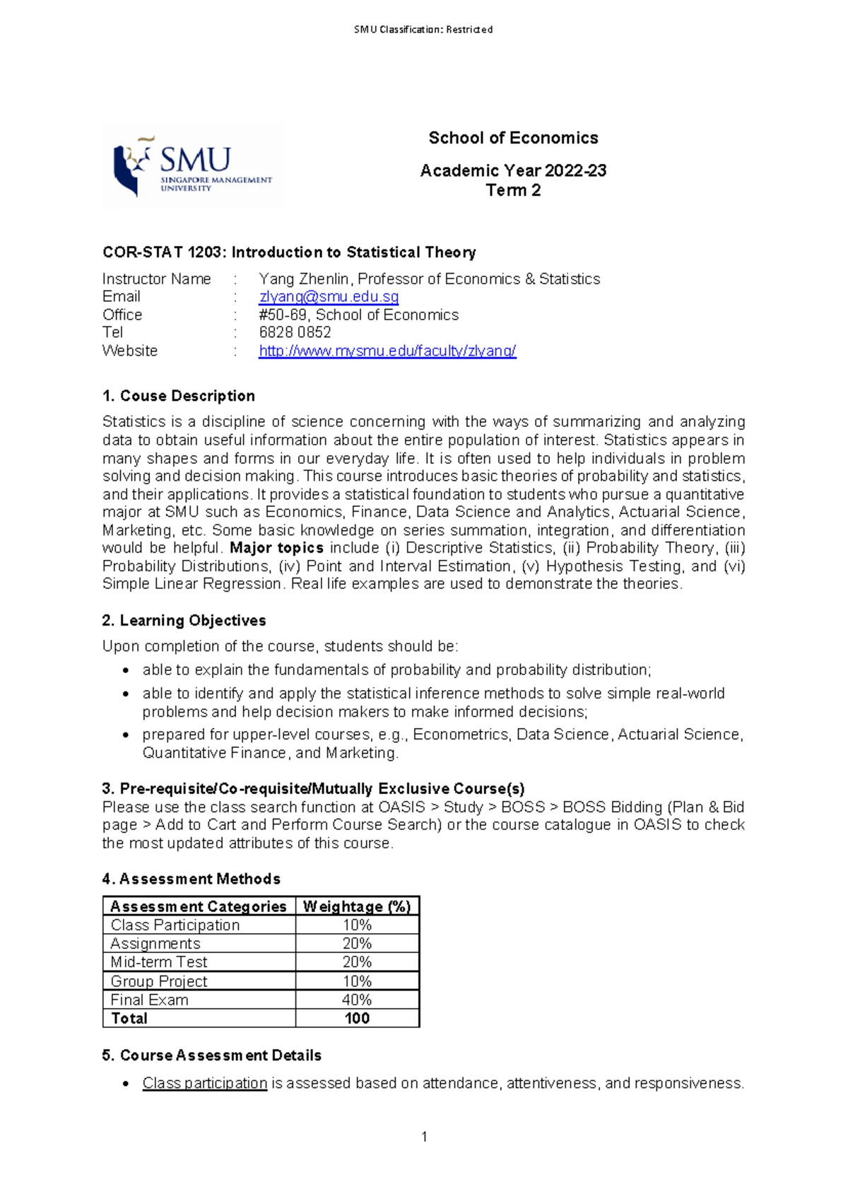 DSA211 - Statistical Learning Assignment 1 Solutions & Code - Studocu