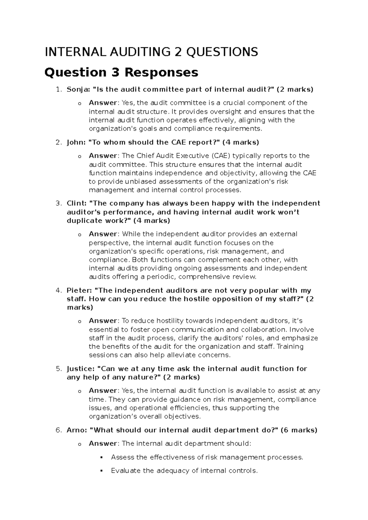 Internal Auditing 2: Key Questions and Insights on Audit Functions ...