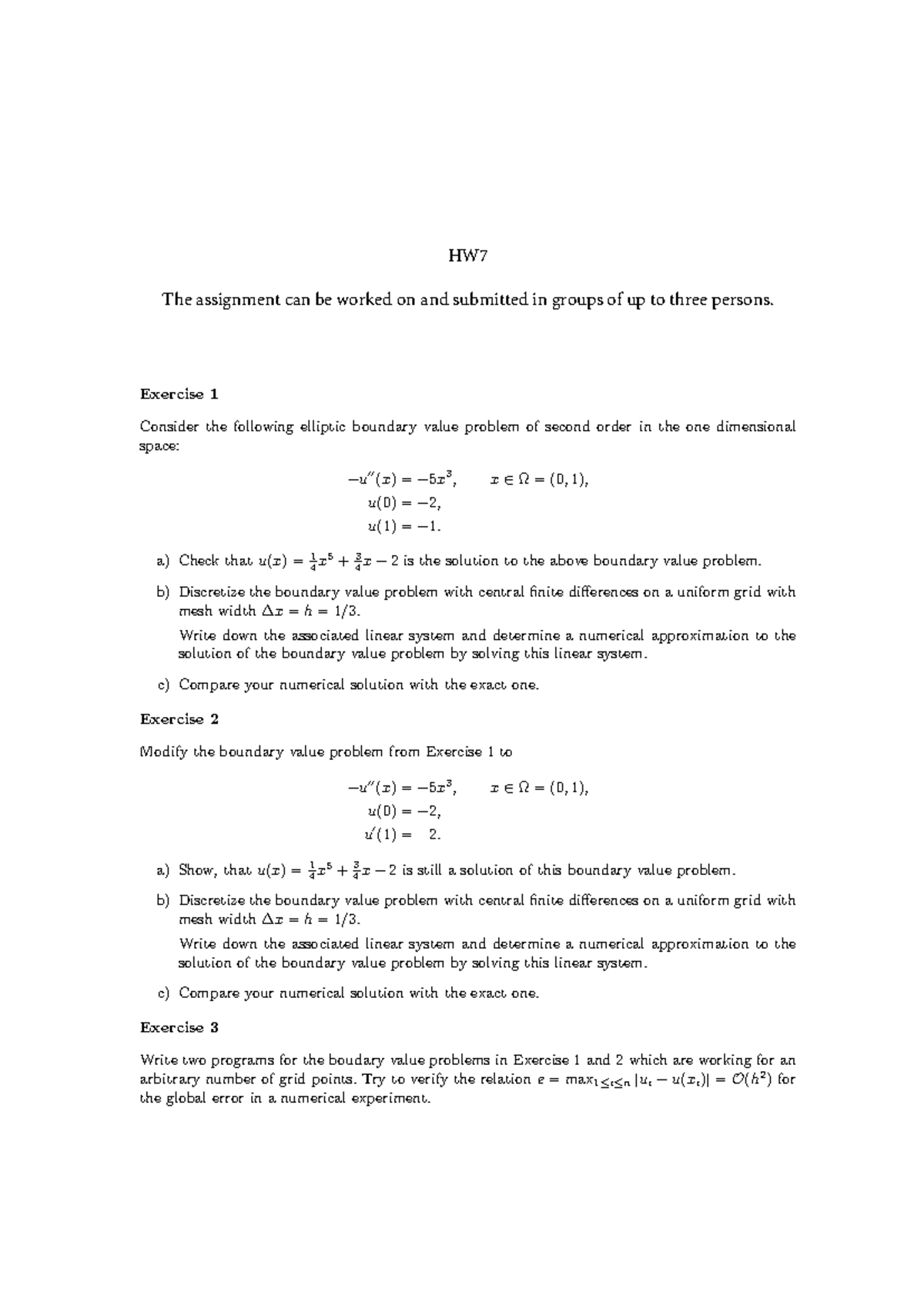 HW7: Numerical Solutions for Elliptic Boundary Value Problems - Studocu