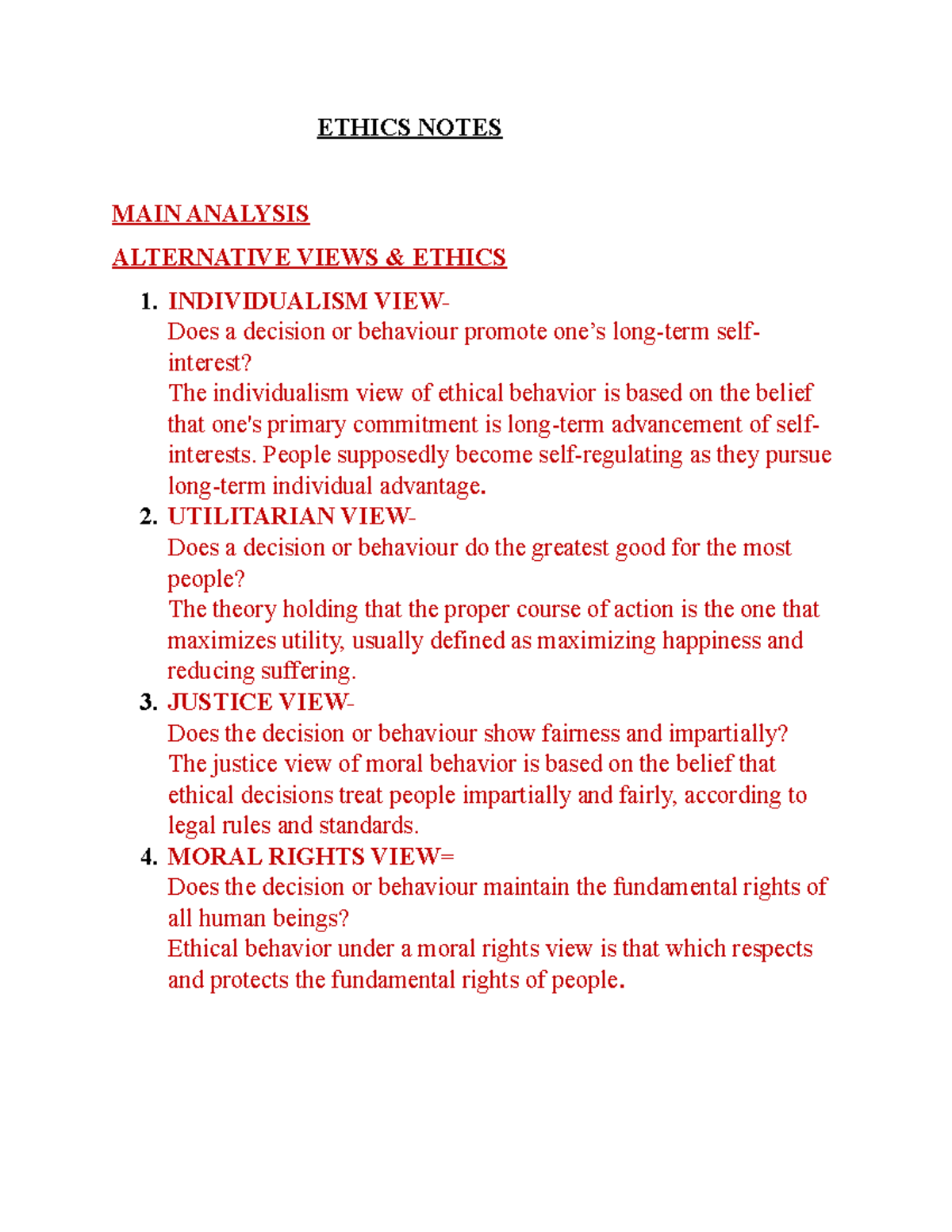 Management Ethics (ACC-FIN 101): Key Concepts and Theories Notes - Studocu