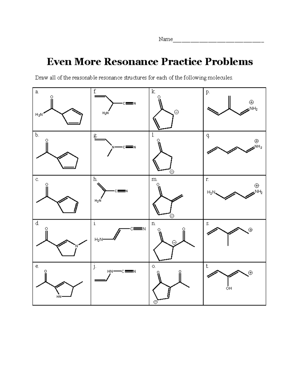 Resonance Practice Problems: Detailed Solutions and Structures - Studocu
