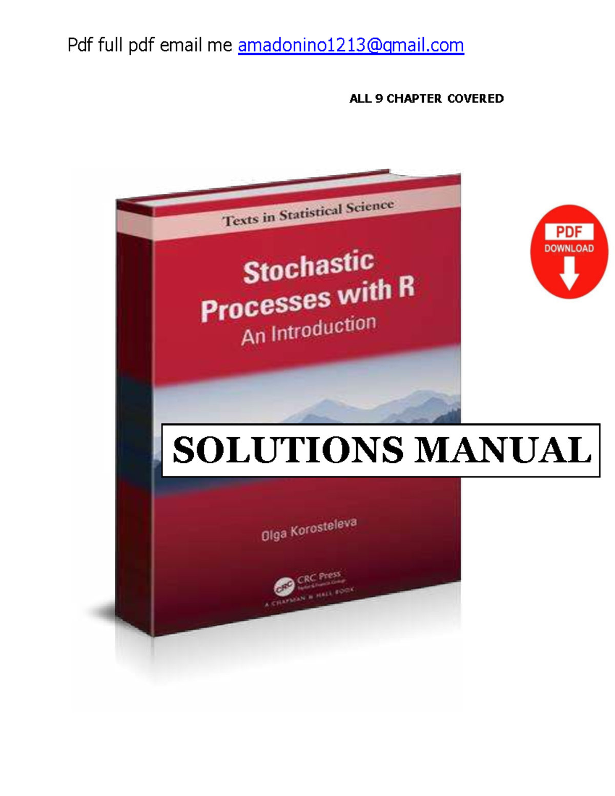 Solution Manual for Stochastic Processes with R (1st Ed) - Studocu