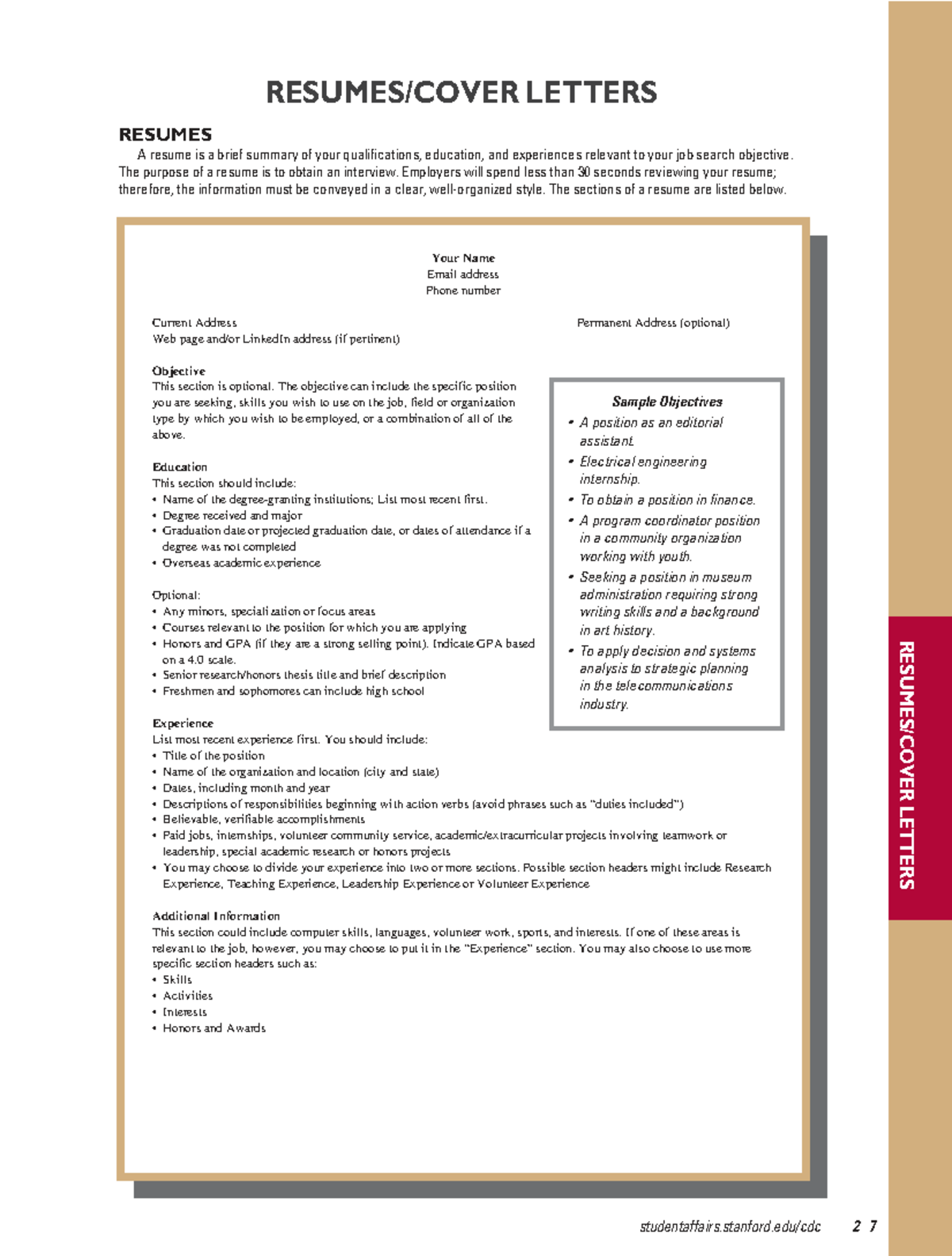 Resume & Cover Letter Examples: A Guide to Job Applications - Studocu