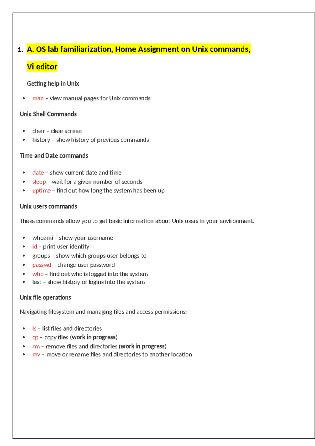 Os lab manual module -1 module 2 - 1. A. OS lab familiarization, Home ...