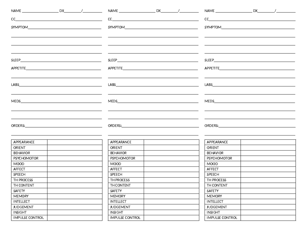 Psych Clinical Assessment Cheat Sheet - Quick Reference Guide - Studocu