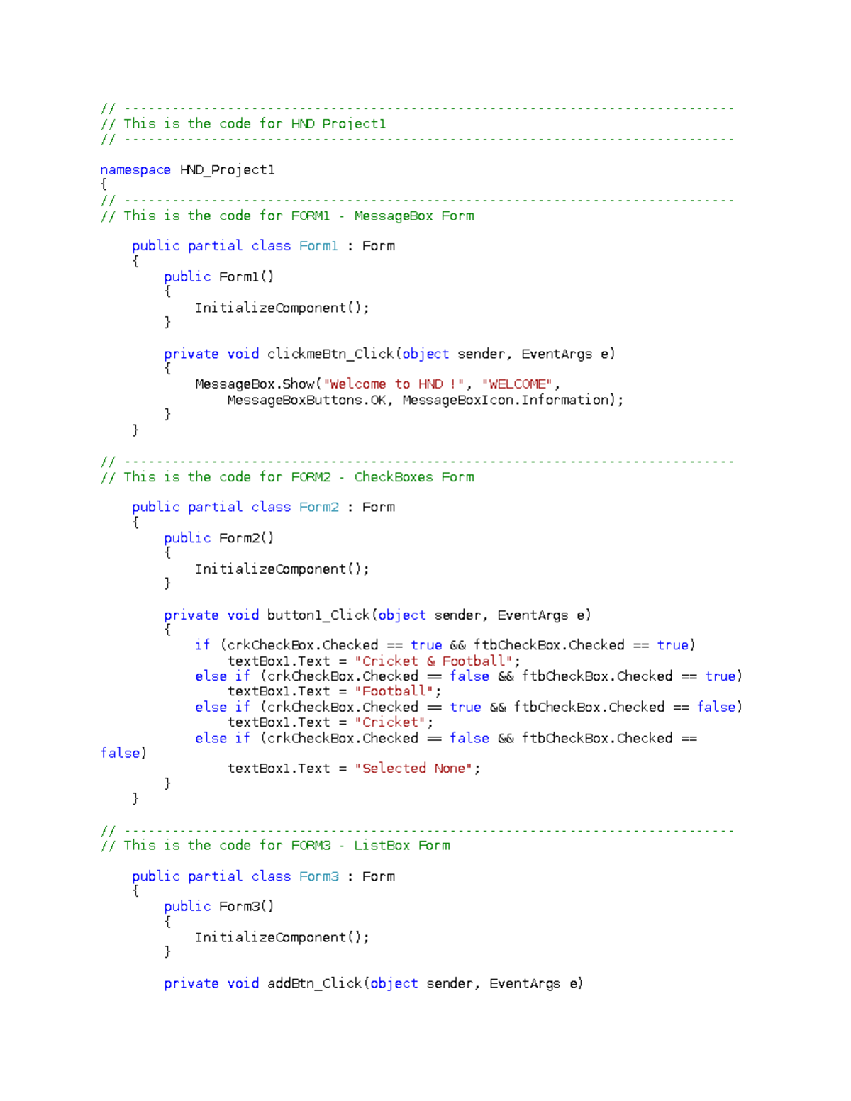 HND_Project1 Code Implementation for Forms and Calculator - Studocu