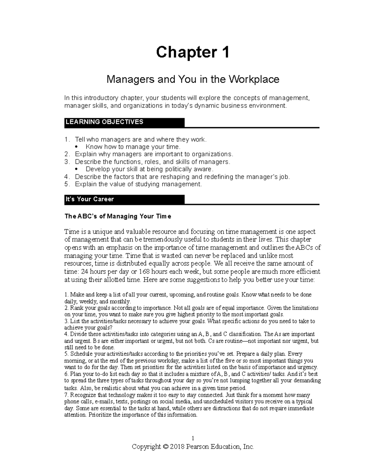 Robbins mgmt14ge IM01 - Chapter 1 Managers and You in the Workplace In ...