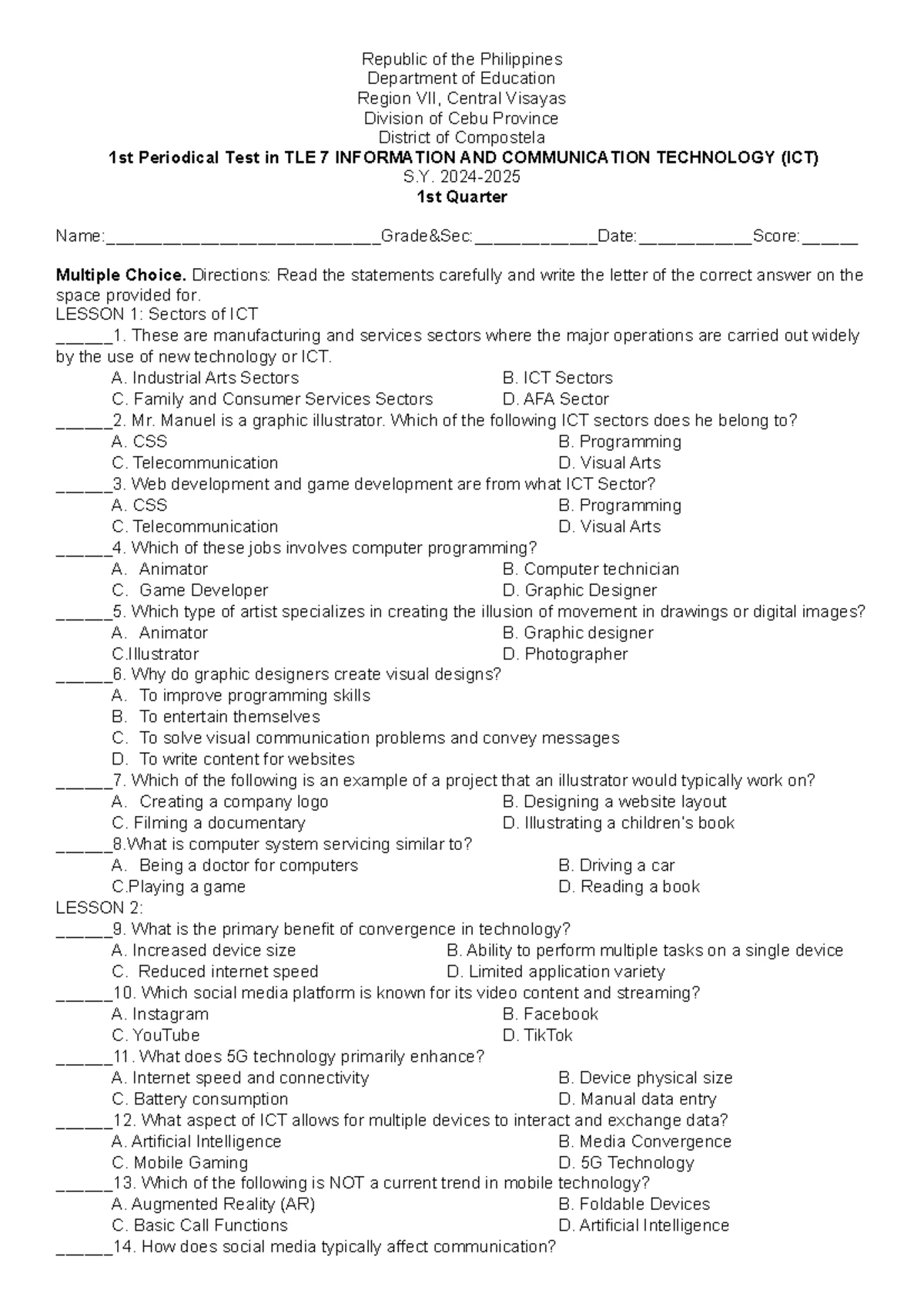 DLP3 - Lesson Plan on ICT for Grade 7: Web Browsers & Navigation - Studocu