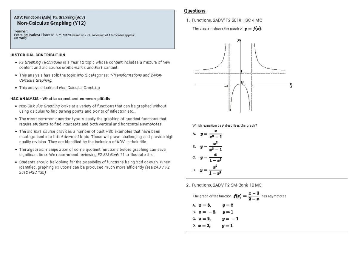 2025 HSC Mathematics Advanced Exam Solutions & Practice Notes - Studocu