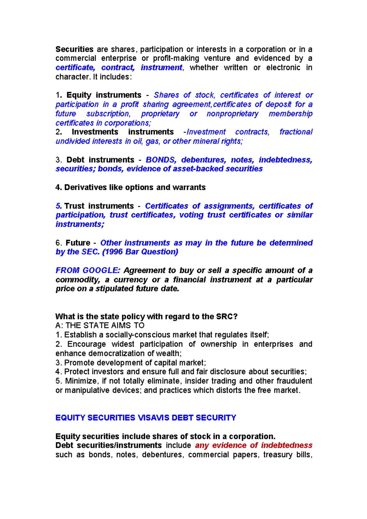 IP - Securities - Comprehensive Notes and Reading Materials - Studocu