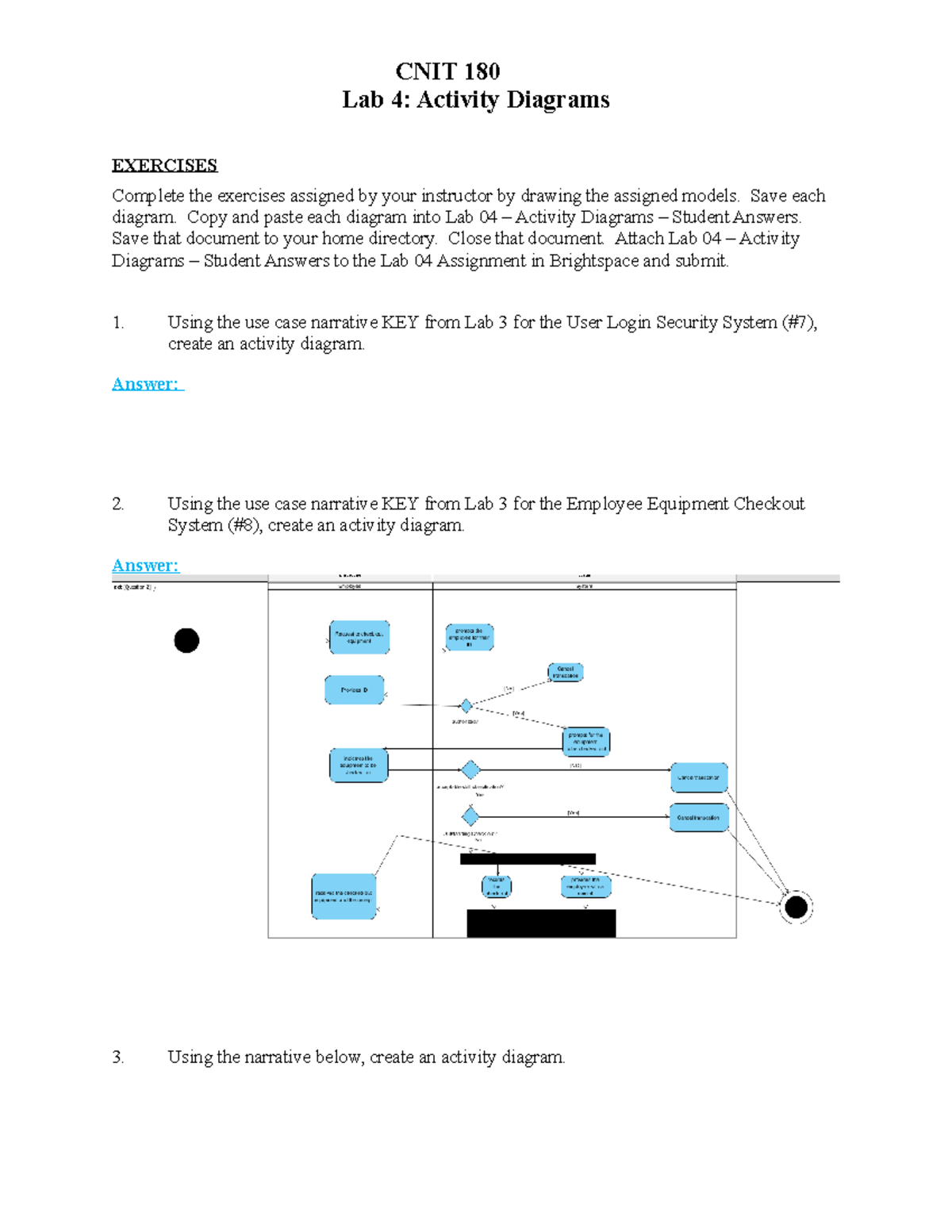 Lab 04 - Activity Diagrams - Example Solutions and Illustrations - Studocu