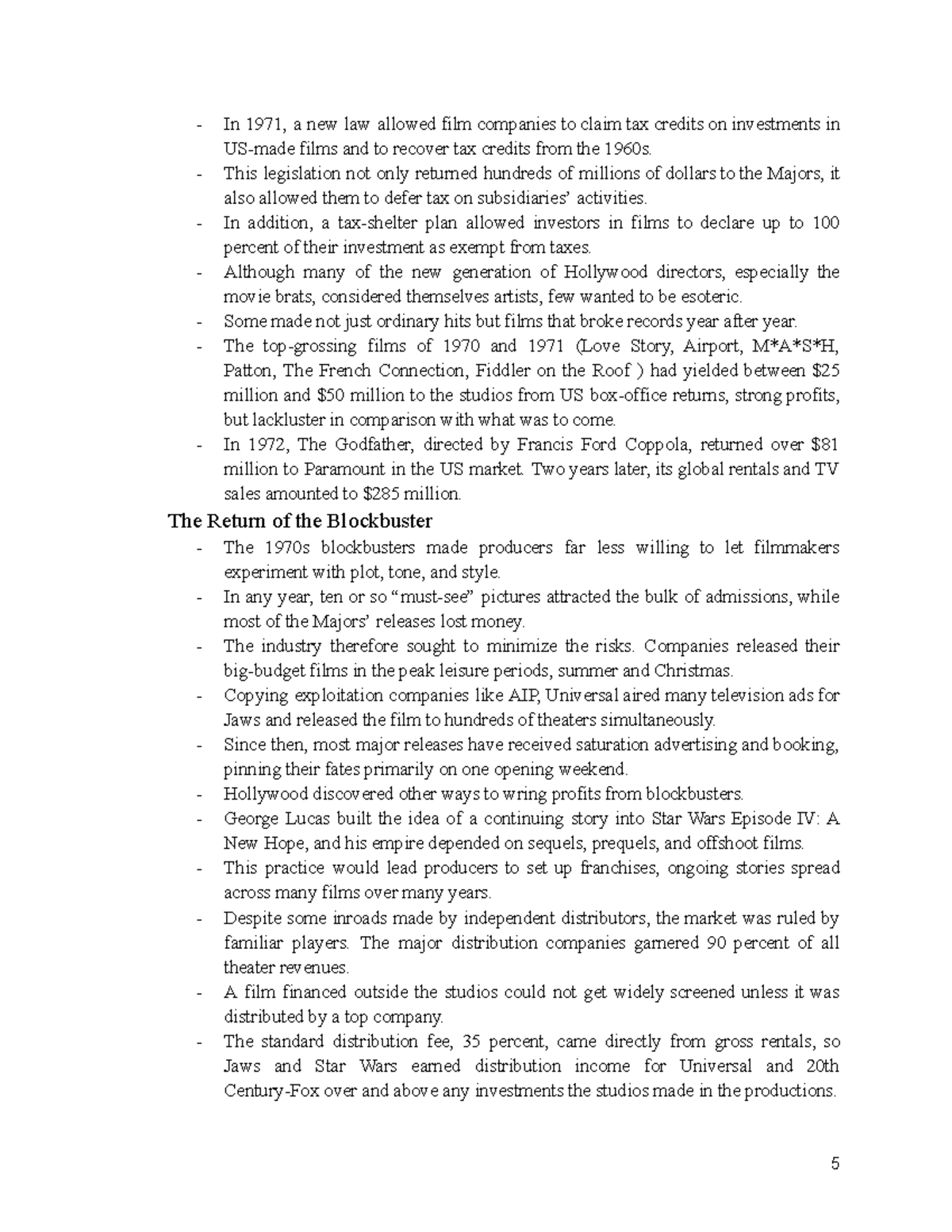 Chapter 22 Outline: The Rise of Blockbuster Films in Cinema - Studocu