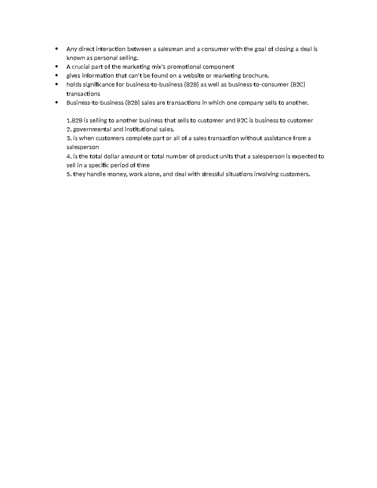 Marketin Notes - Personal Selling & B2B Sales Concepts (EEE) - Studocu