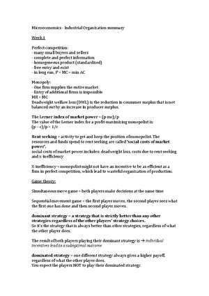 Microeconomics - Industrial Organization - EBB067A05 - RUG