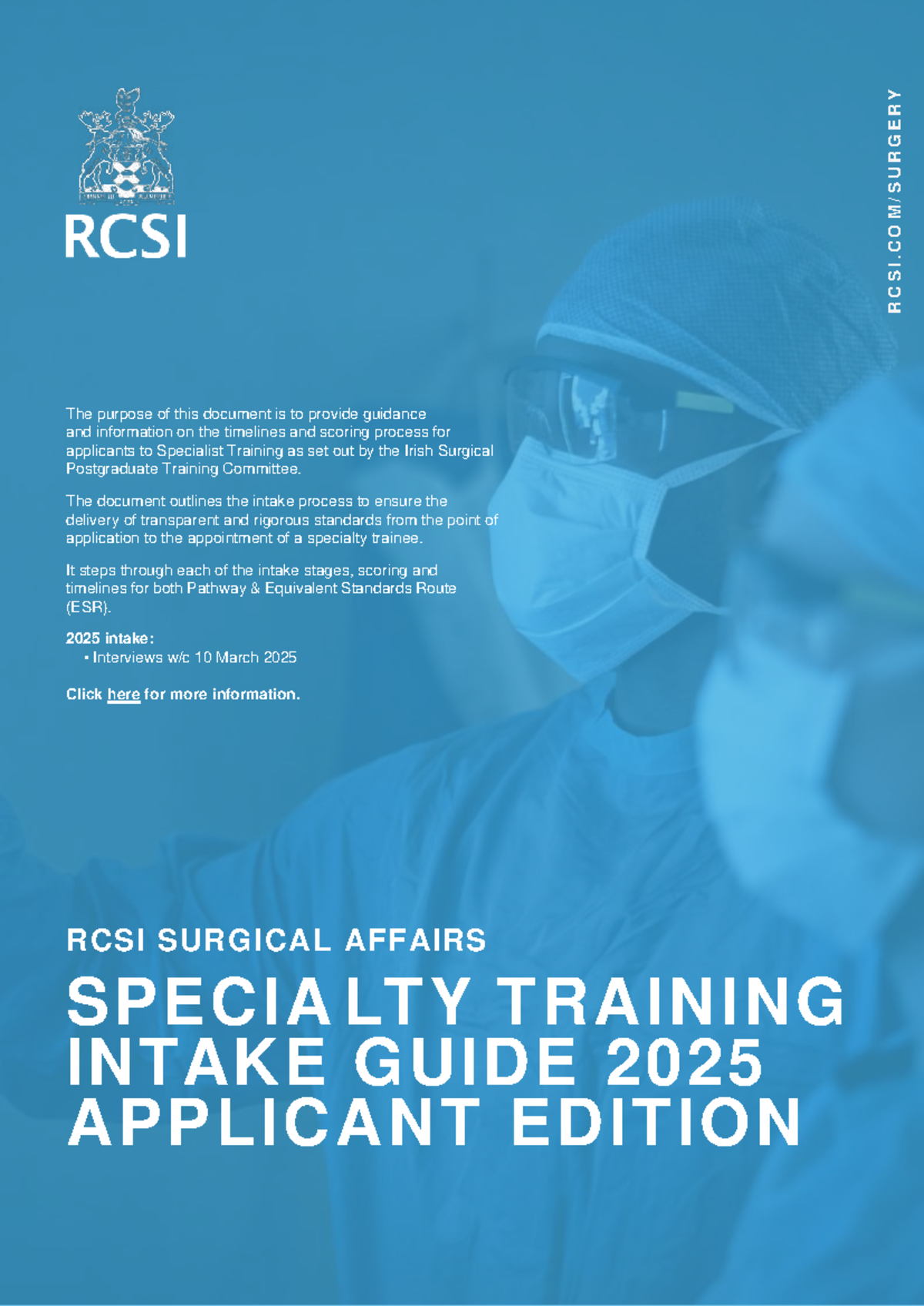 RCSI HSTGUI2 Specialty Training Intake Guide 2025 Edition - Studocu