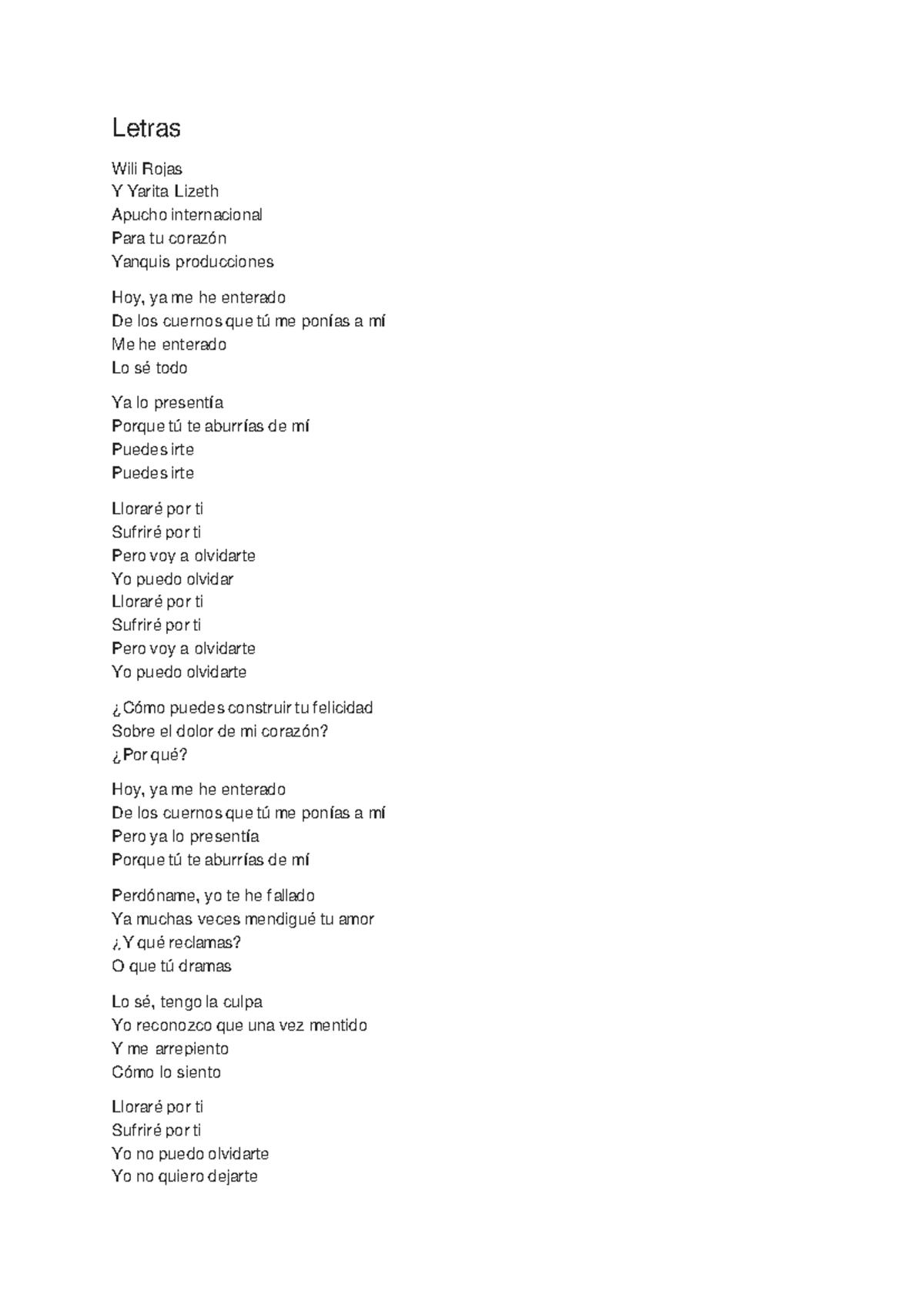 Letras de 