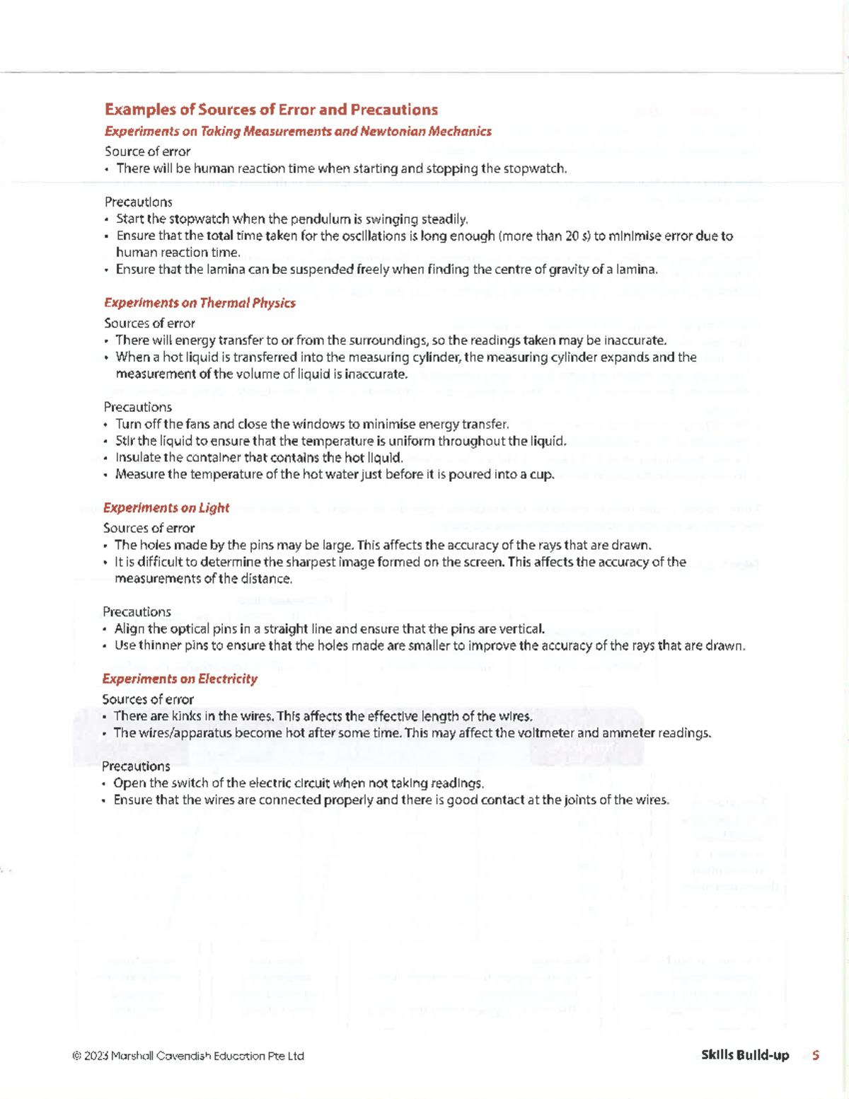 Sources of Error and Precautions in Experiments - O Level 2025 - Studocu