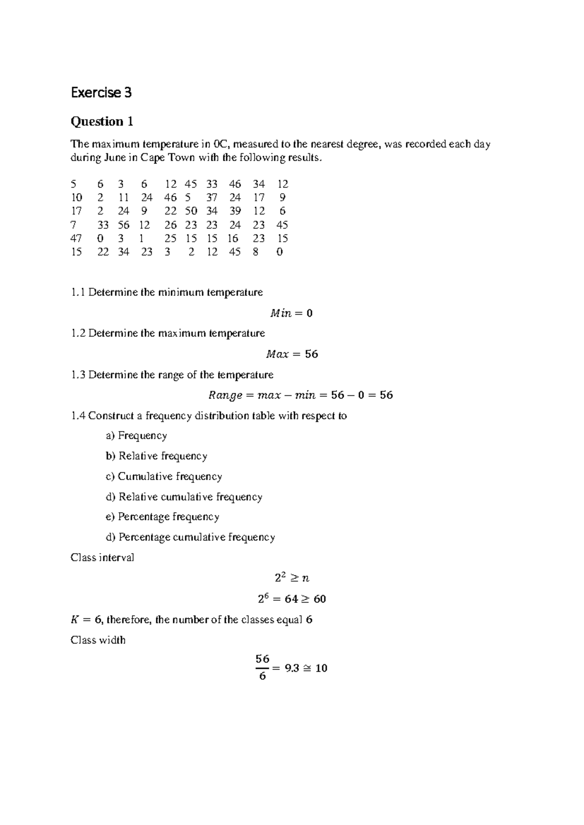 Chapter 3: Practical Questions and Solutions for Data Analysis - Studocu