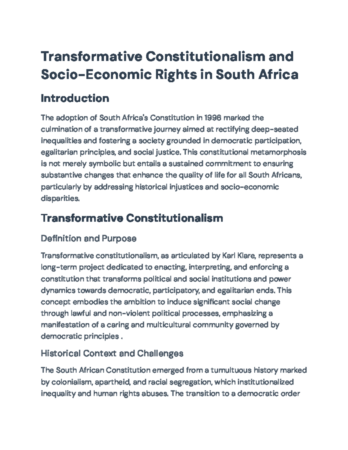 Transformative Constitutionalism and Socio-Economic Rights in South ...