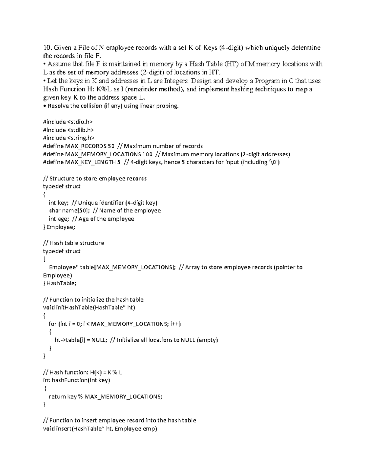Lab Program 10 - C Implementation of Hash Table with Collision ...