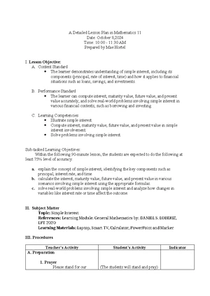 LP PED111 - Semi-Detailed Lesson Plan on Curriculum Types - Studocu