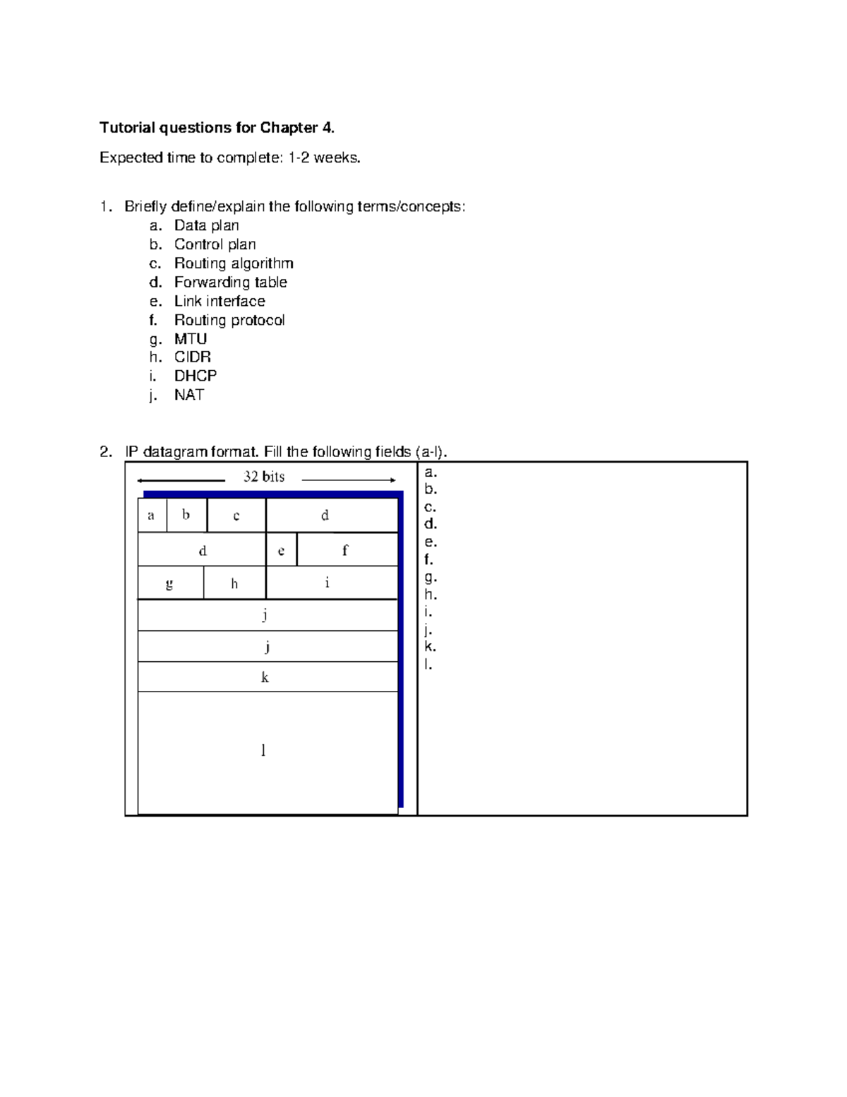 Tutorial 04 Questions and Solutions - Tutorial questions for Chapter 4 ...