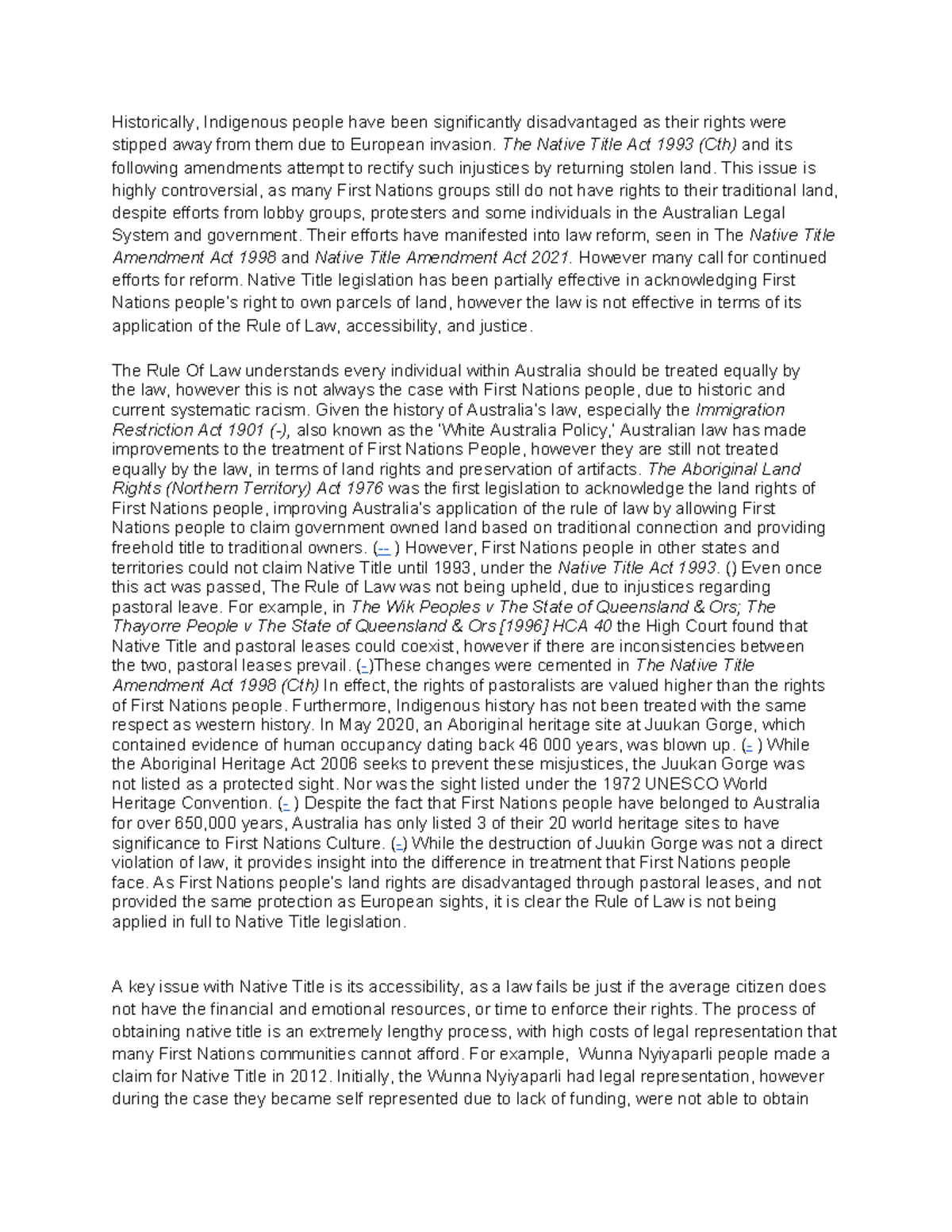 Native Title Act 1993 (Cth): Challenges and Reforms for First Nations ...