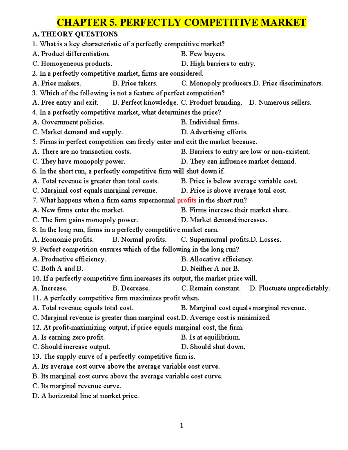Microeconomics: Lesson 19 & 20 Revision for Final Exam - Studocu