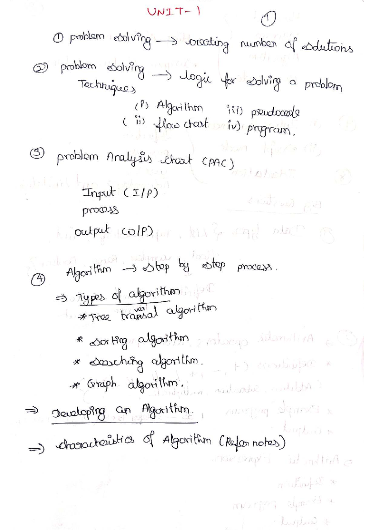 Unit-1: Key Concepts in Problem Solving Techniques and Algorithms - Studocu