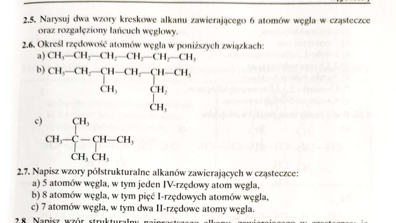 Węglowodory kl3 - chemia - Narysuj dwa wzory kreskowe alkanu ...