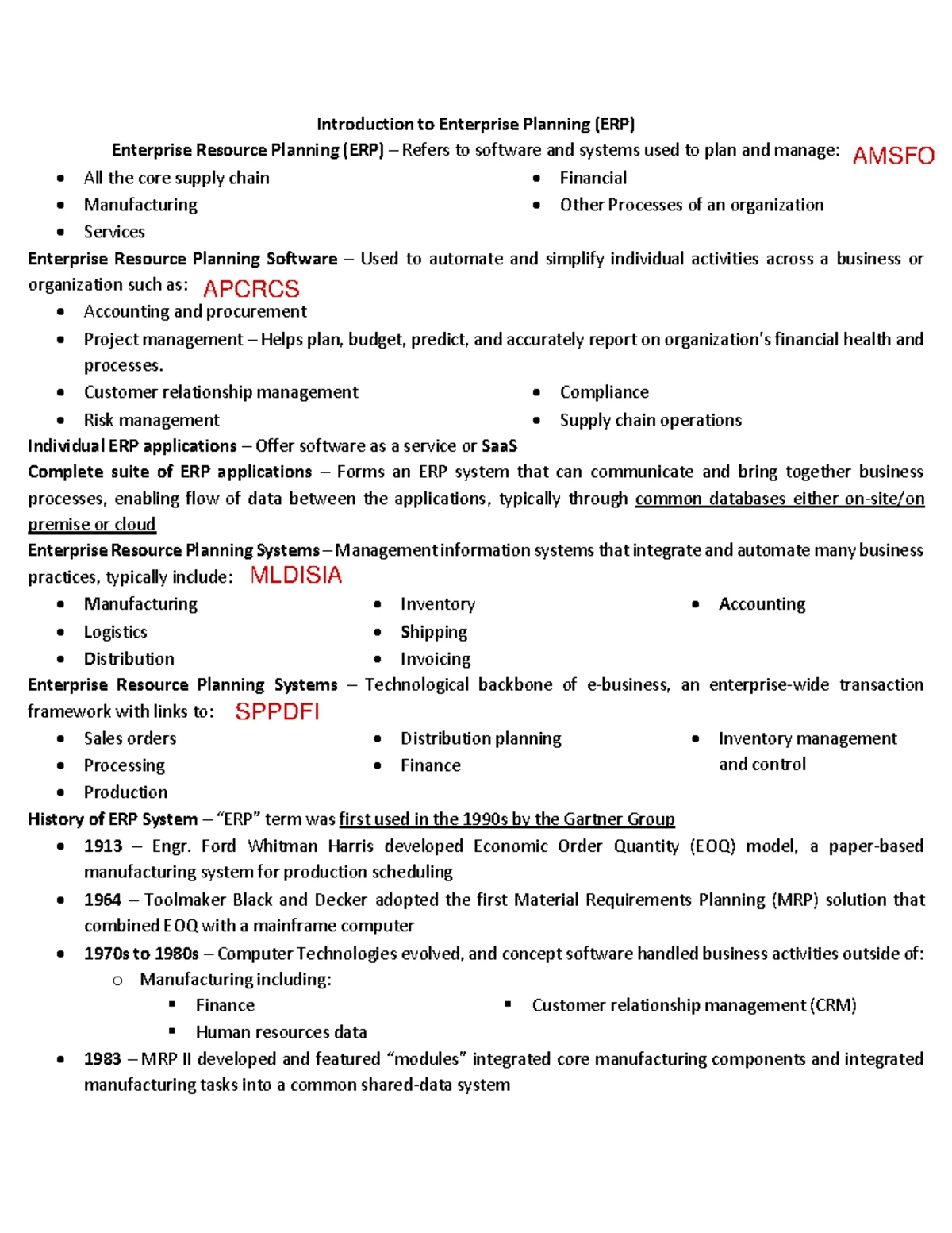 Lesson-2 - Notes - ERP MODULES AND FUNCTIONALITY Integration and ...