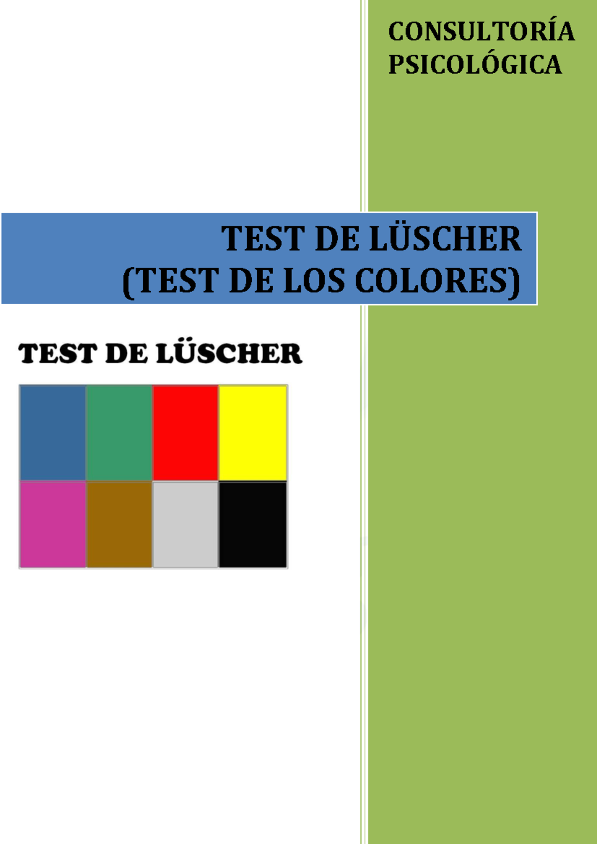 Interpretación Completa del Test de Lüscher: Método Práctico - Studocu