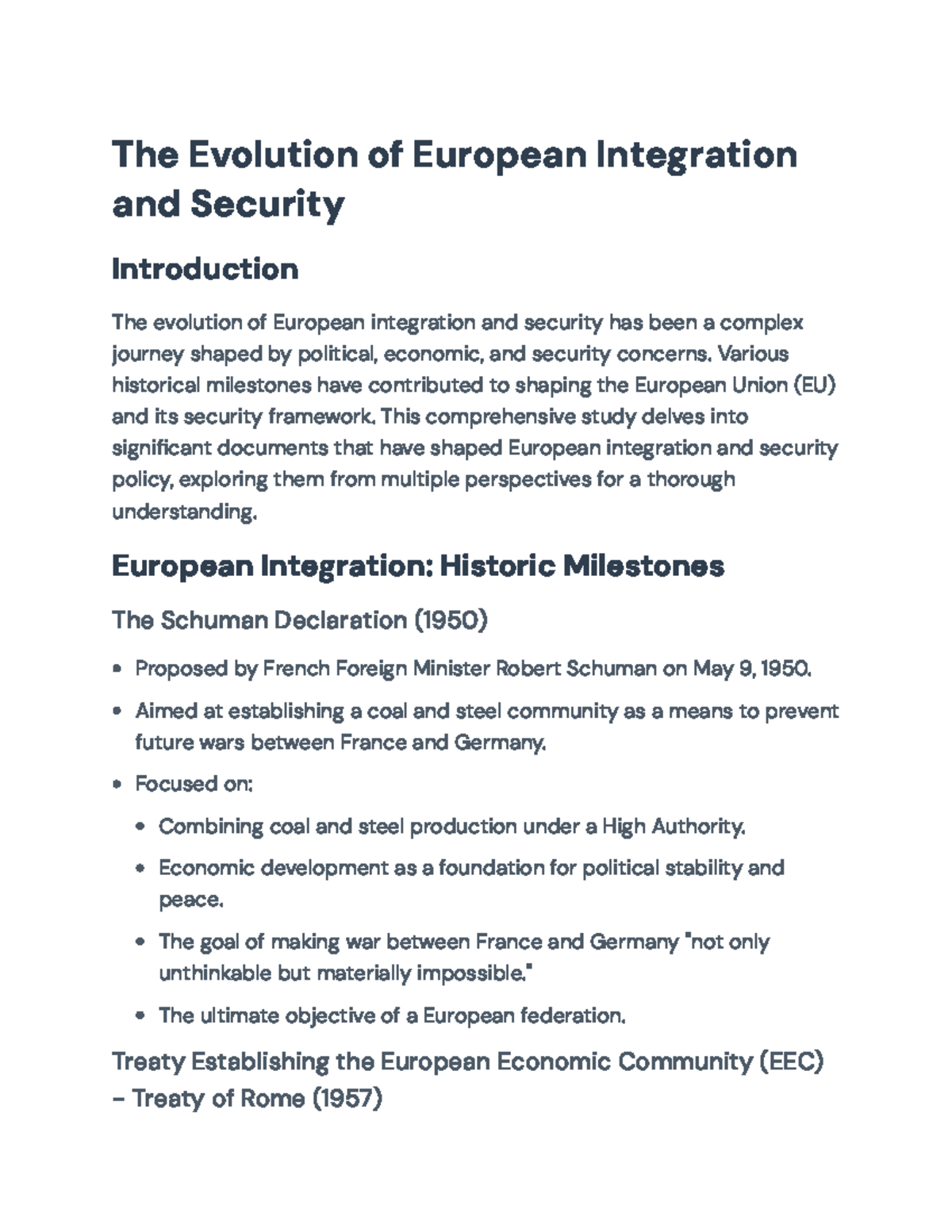 European Integration and Security: A Comprehensive Overview - The ...