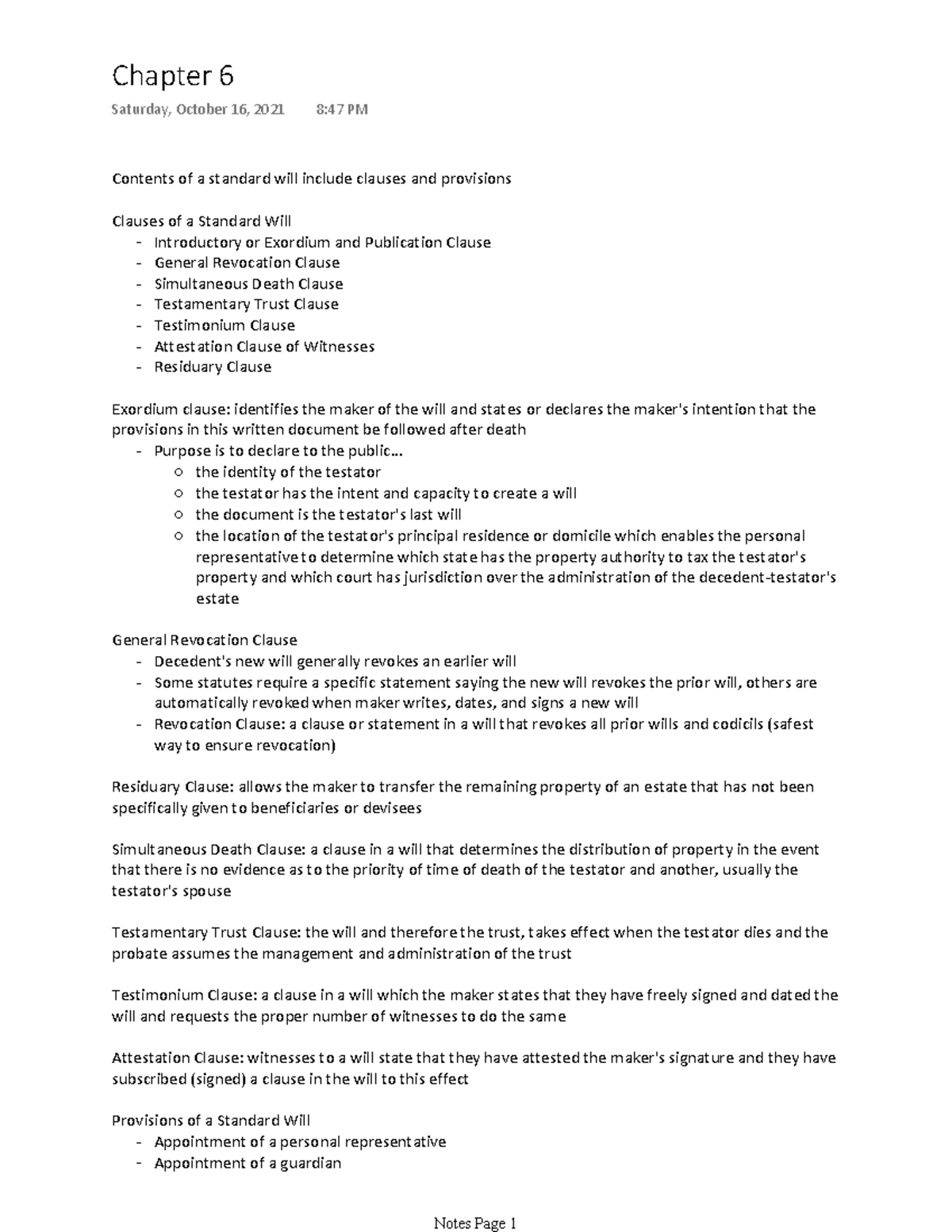 Chaper 6 - Estates and Trusts Chapter Notes for Marc Consalo - Chapter ...