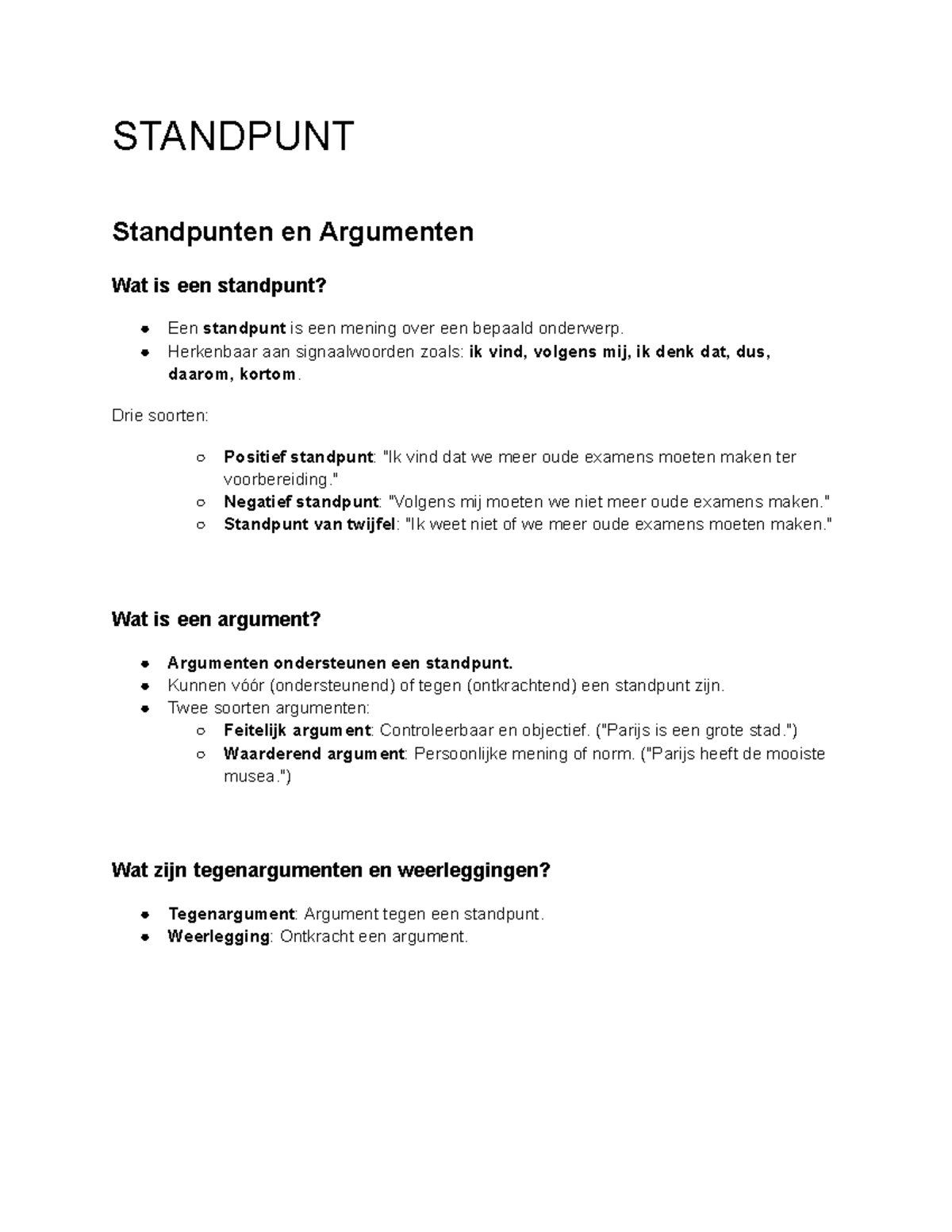Nederlands SE Periode 2: Standpunten en Argumenten Uitleg - Studeersnel