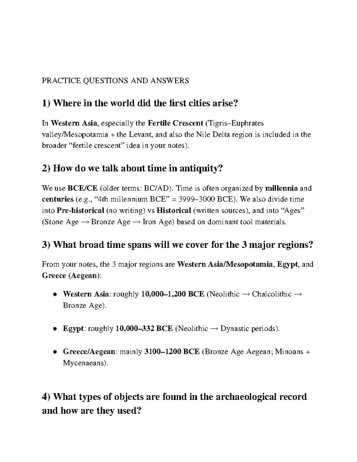 Q&A 2500: Key Concepts in Early Civilizations and Archaeology - Studocu