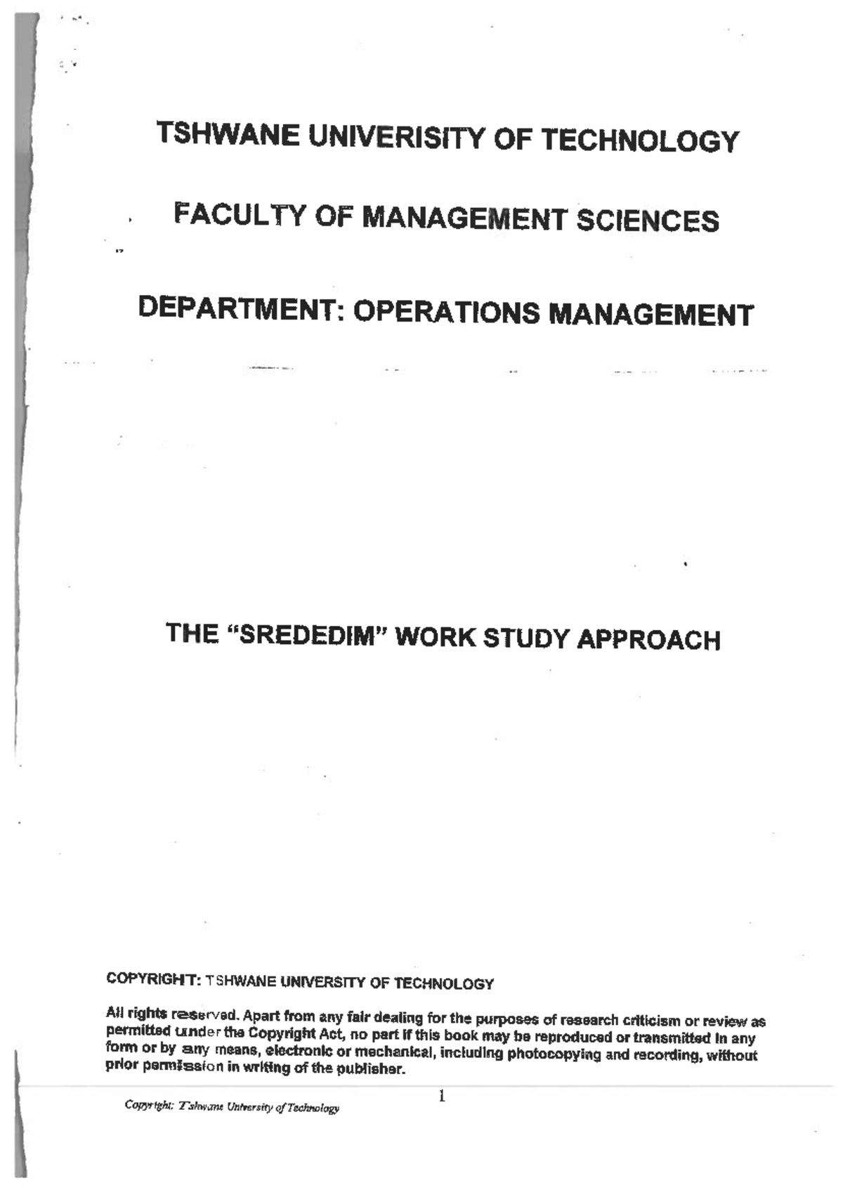 Srededim Work Study Approach Overview and Analysis - Studocu
