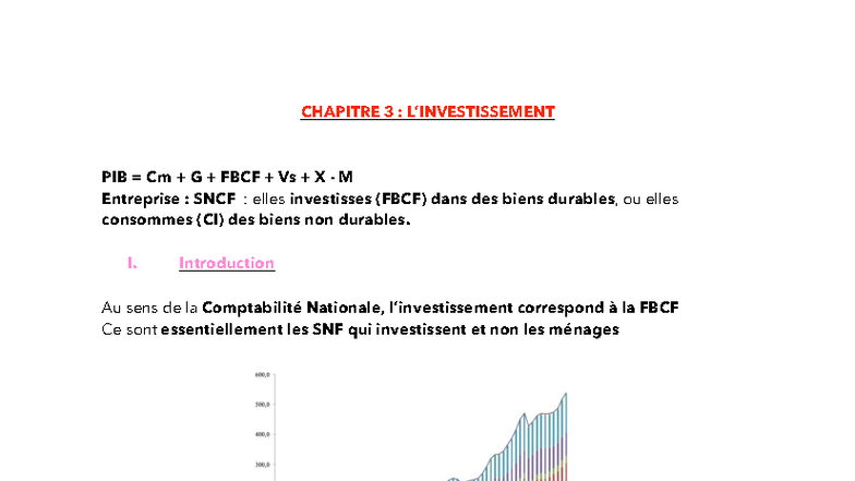 Chapitre 3 : PIB et FBCF - Analyse des Investissements SNCF (Cm G ...