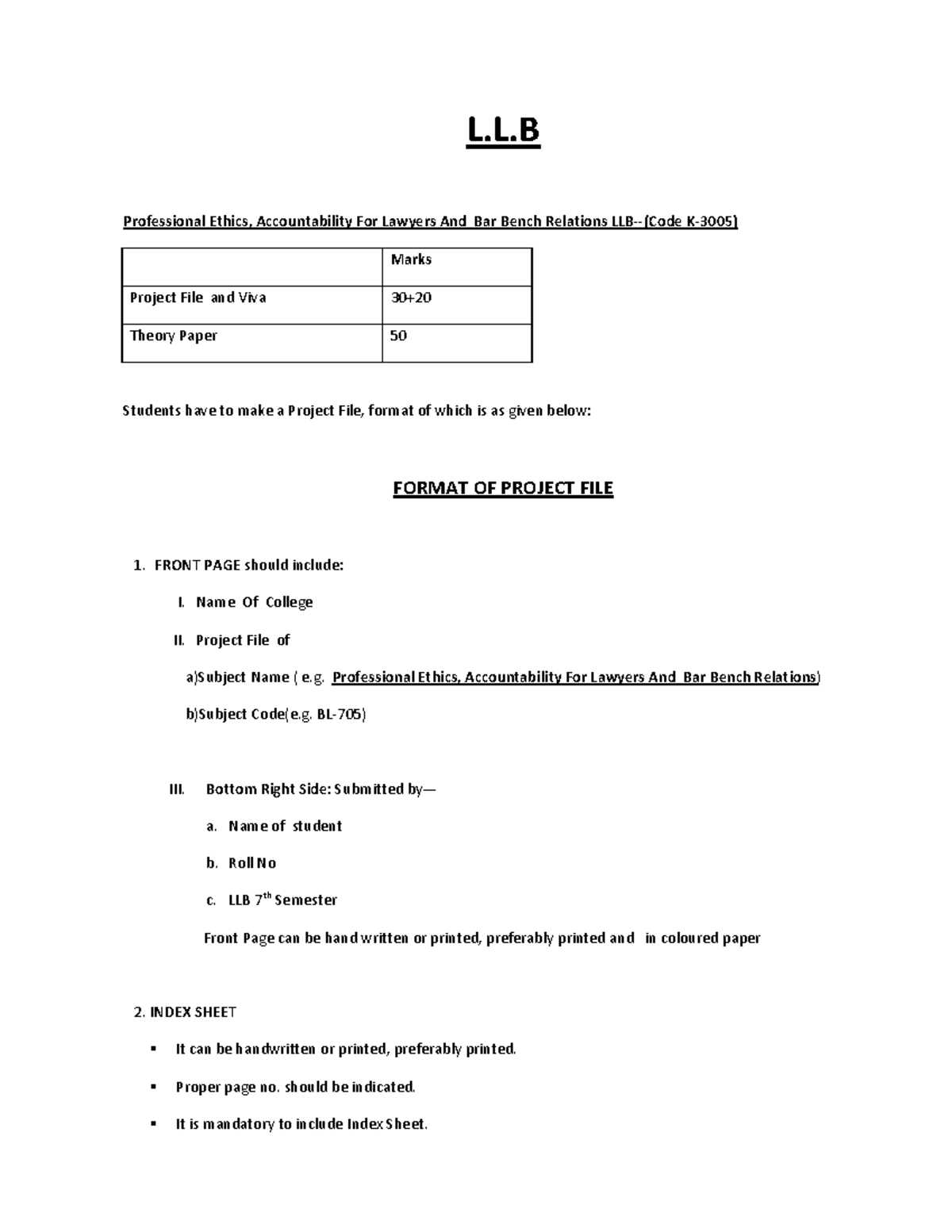 Professional Ethics Project File Guidelines - LLB K-3005 - Studocu