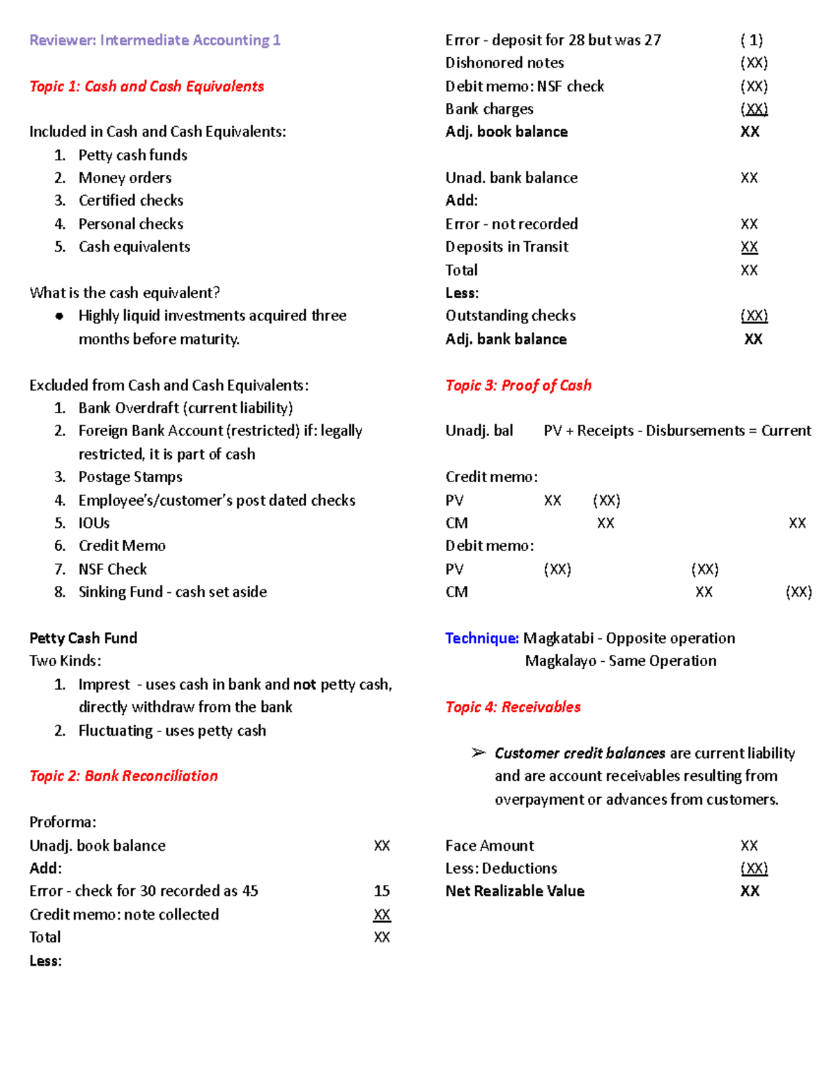 Intermediate Accounting 1 Reviewer Comprehensive Study Guide Studocu