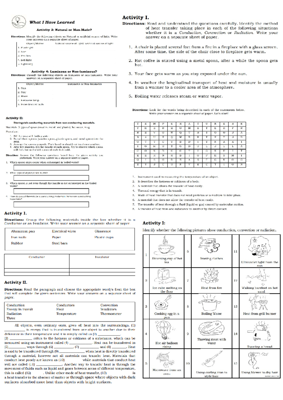 Activity Sheets 7: Engaging Learning Exercises for Students - Studocu