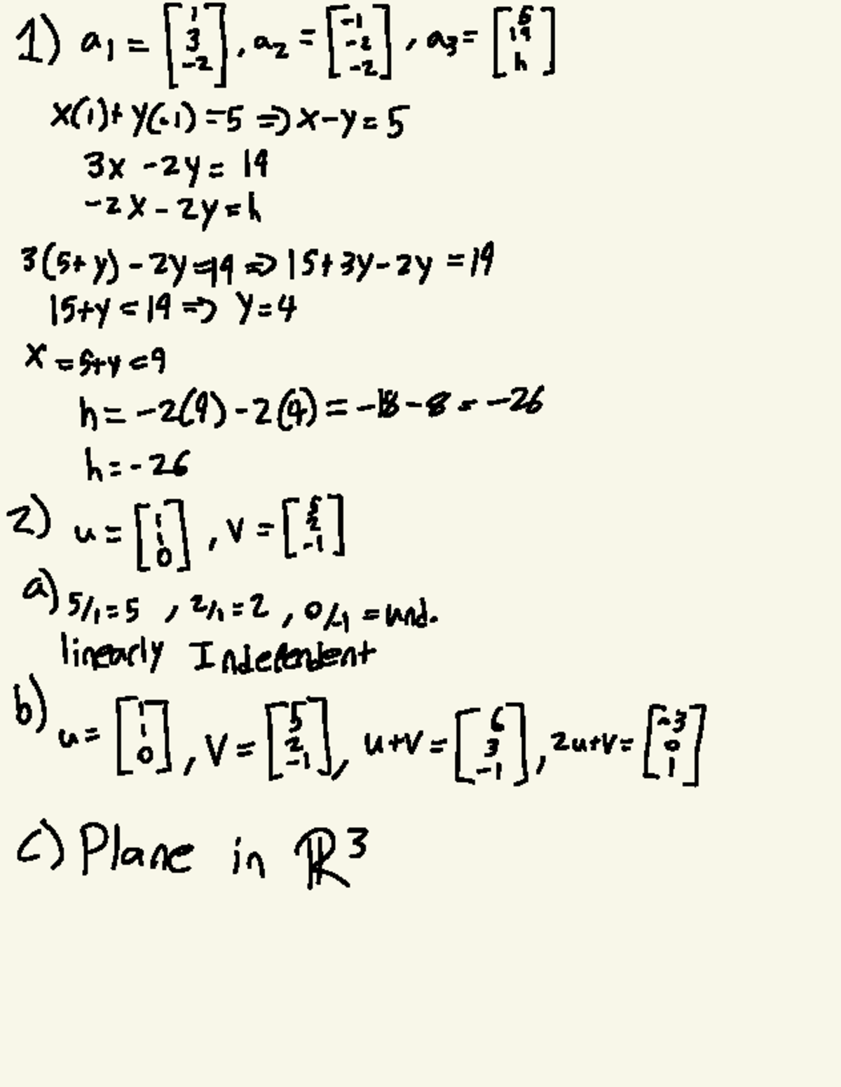 Homework for Math 220: Linear Independence and Plane Analysis - Studocu