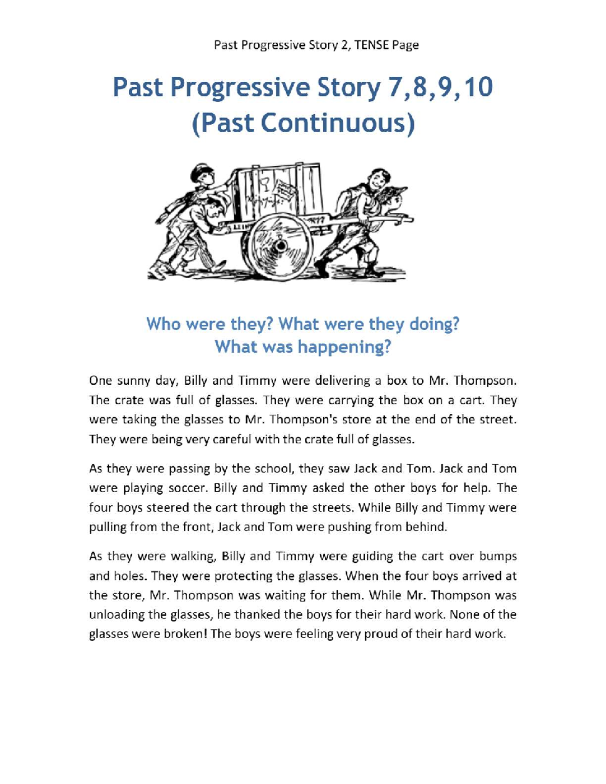 Past Progressive Tense Story & Exercises (Pages 7-10) - Studocu