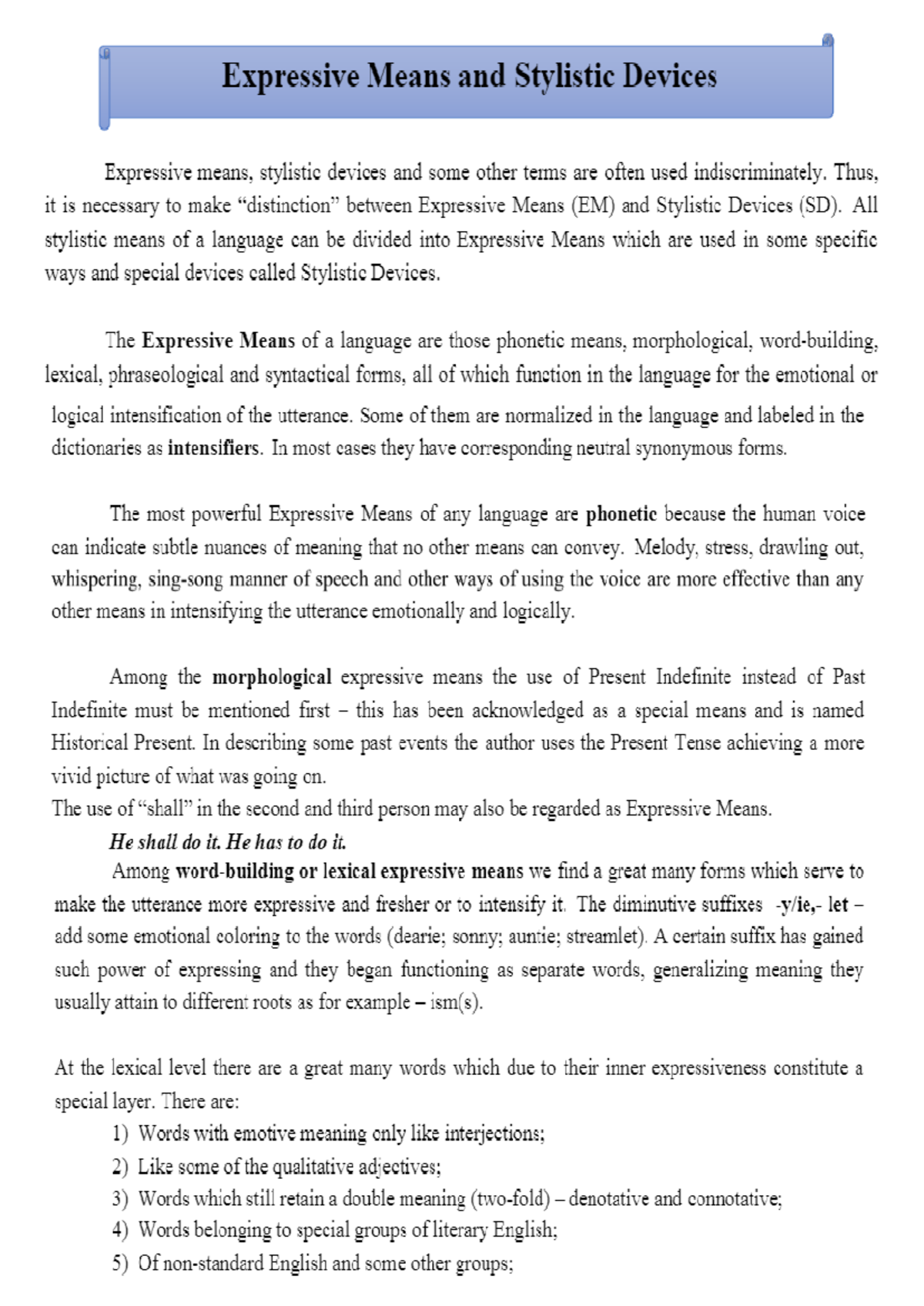 Chapter 1 - An Overview of Stylistics - Expressive Means and Stylistic ...