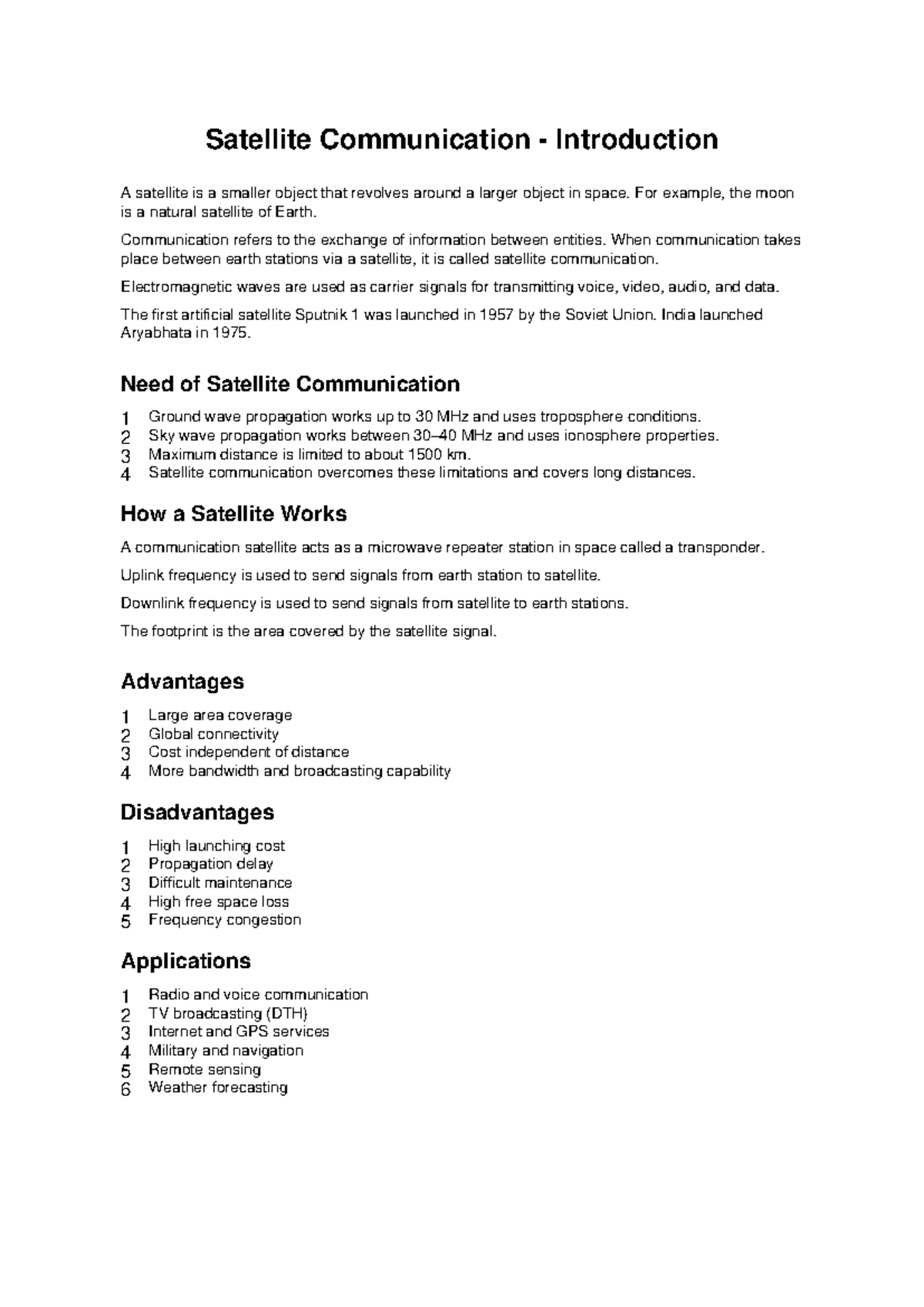 Satellite Communication: An Intro to Concepts and Applications - Studocu
