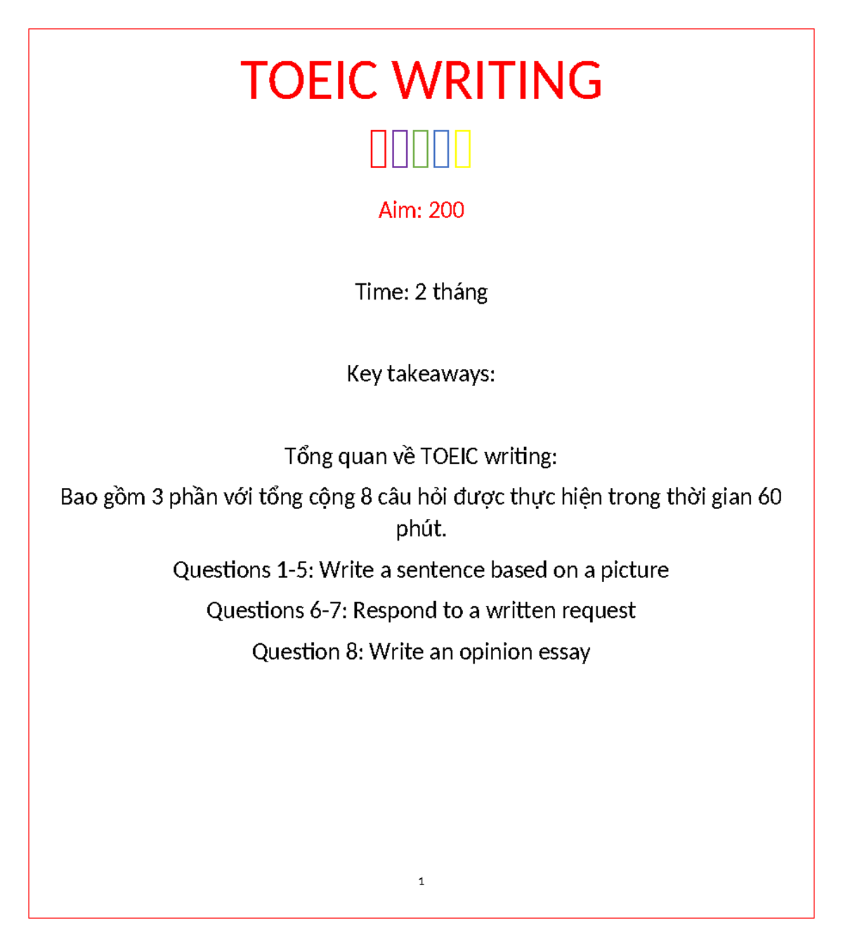 Toeic%20 Writing - 123 - TOEIC WRITING Aim: 200 Time: 2 tháng Key ...