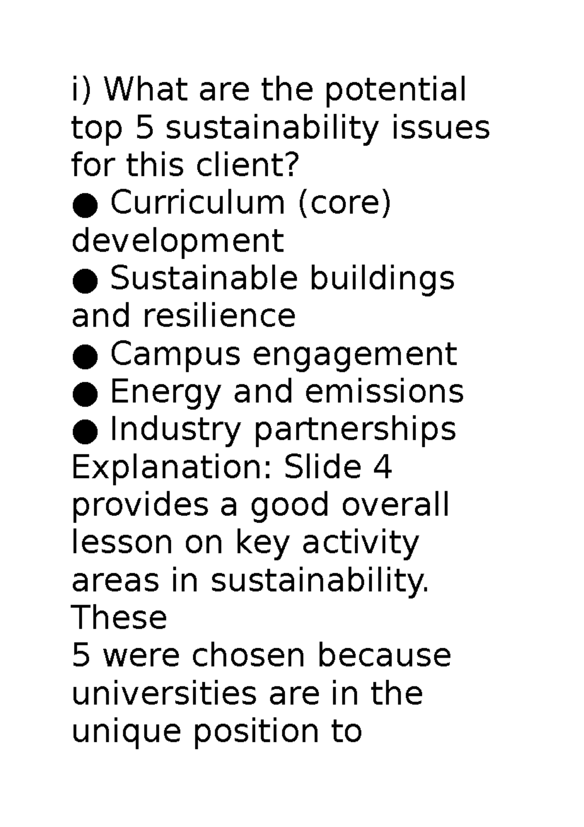 SUST 400: Sustainability Challenges and Strategies for Higher Ed - Studocu