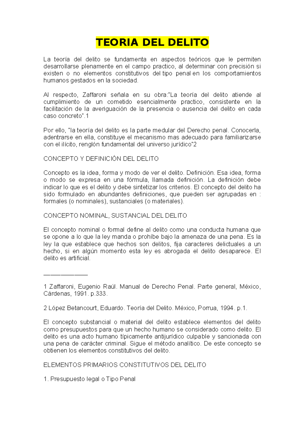 TEORIA DEL DELITO - Análisis y Conceptos Fundamentales en Derecho Penal ...