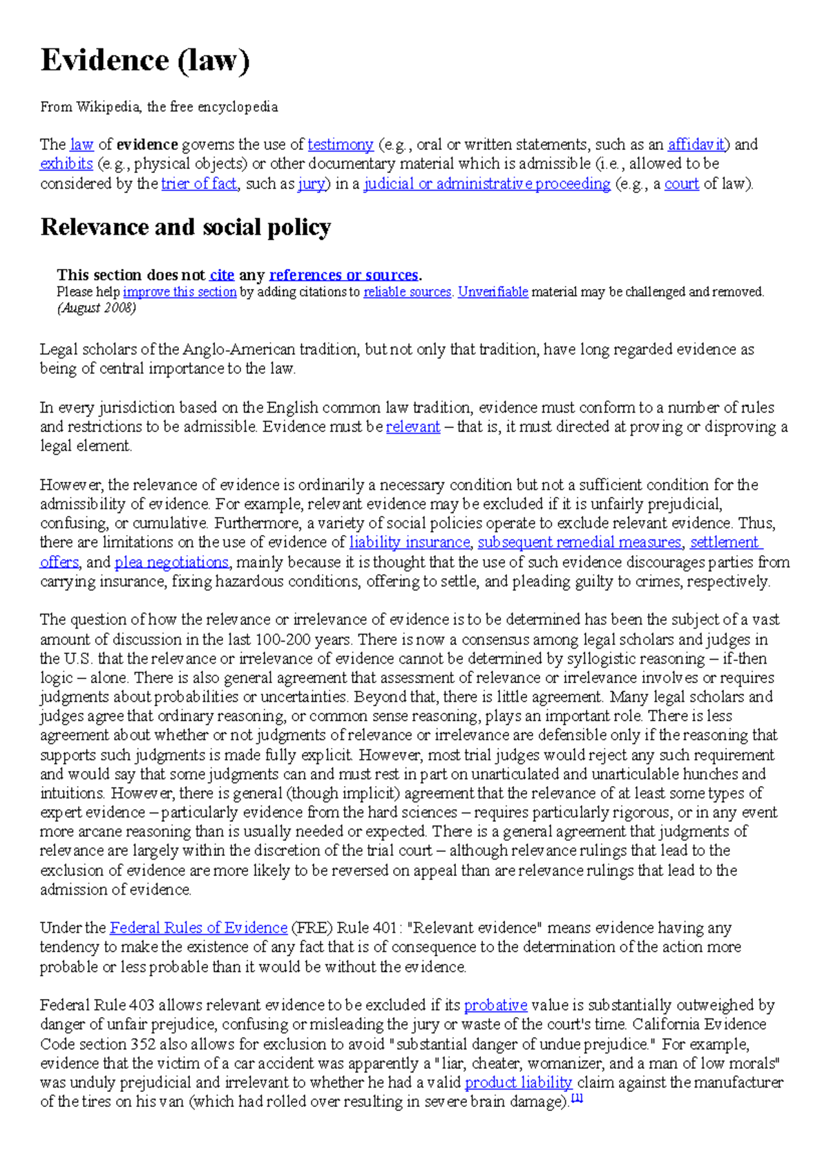 Law 301: Comprehensive Overview of Evidence in Legal Proceedings - Studocu